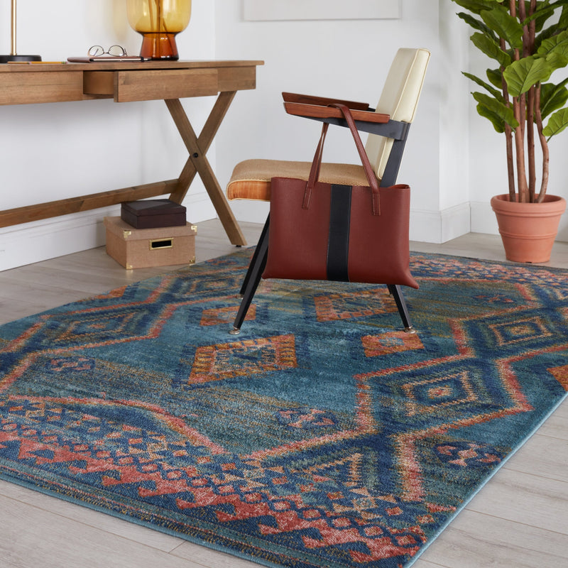 Prisma Jumelle Blue & Gold Rug 8