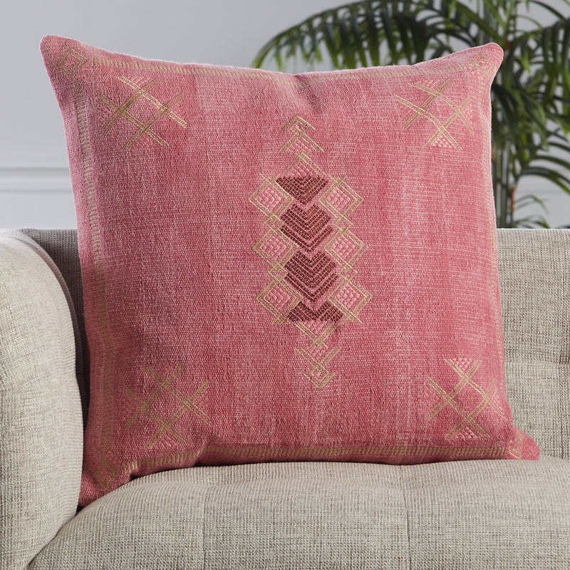 Shazi Tribal Pillow in Pink & Tan