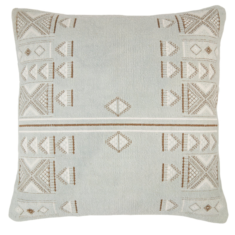 Elina Tribal Pillow in Light Blue & Brown by Jaipur Living