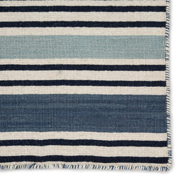 Salada Handmade Stripe Blue & White Area Rug