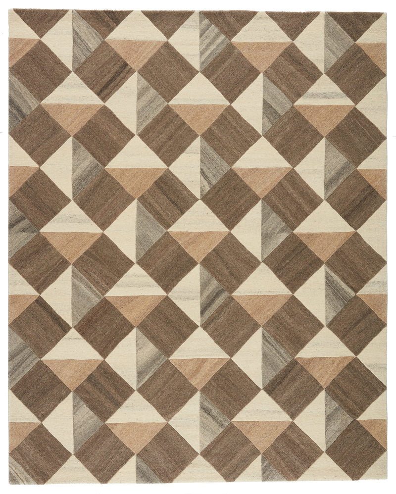 Paris Handmade Geometric Brown & Cream Rug