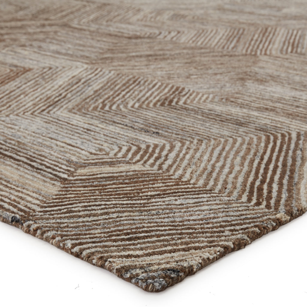 Rome Handmade Geometric Brown & Light Gray Rug