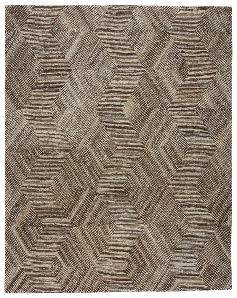 Rome Handmade Geometric Brown & Light Gray Rug