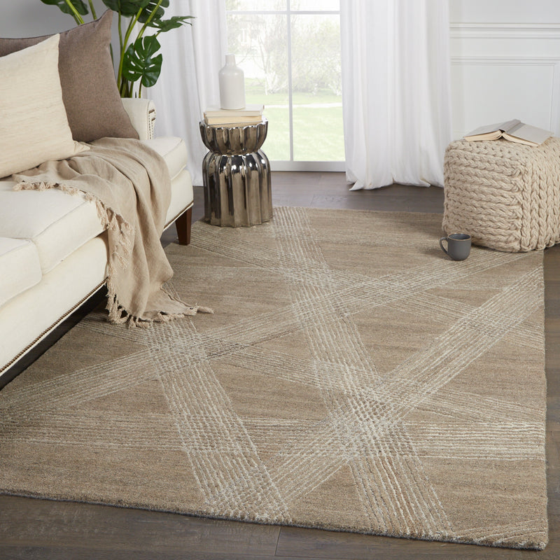 Delhi Handmade Trellis Tan & Light Gray Rug