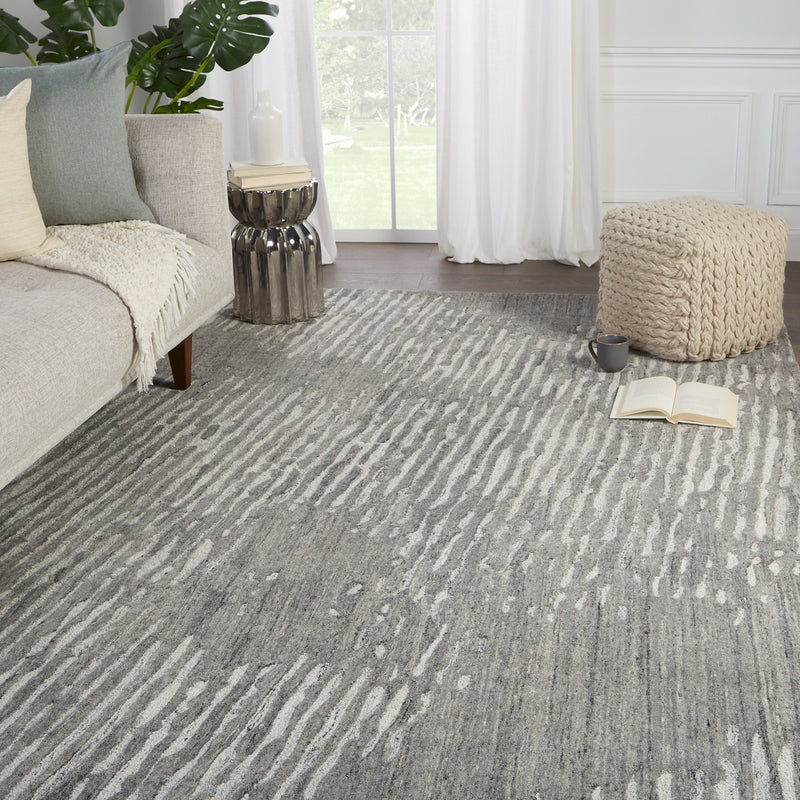 Stockholm Handmade Stripes Light Gray & Ivory Rug