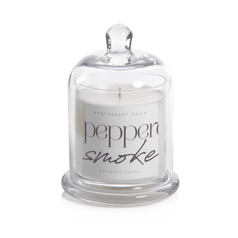 Peppered Smoke Scented Candle Jar with Glass Dome