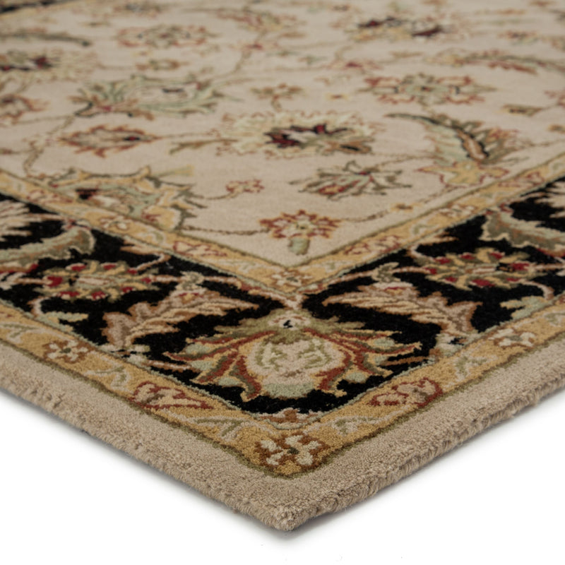 Selene Handmade Floral Beige & Black Area Rug