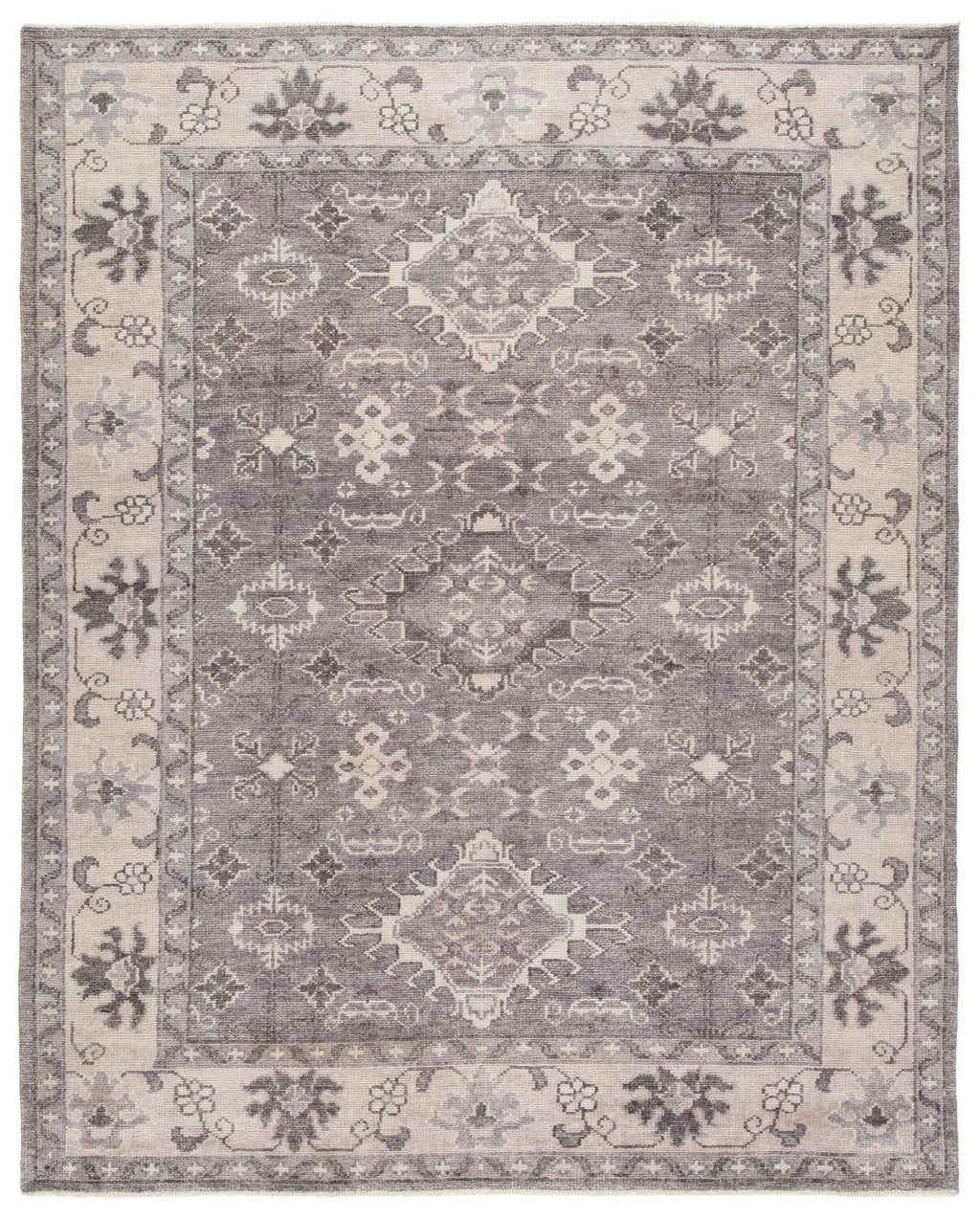 Kella Hand-Knotted Medallion Gray Area Rug