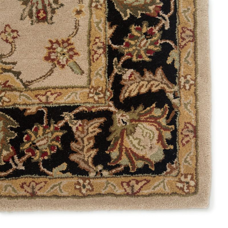 Selene Handmade Floral Beige & Black Area Rug