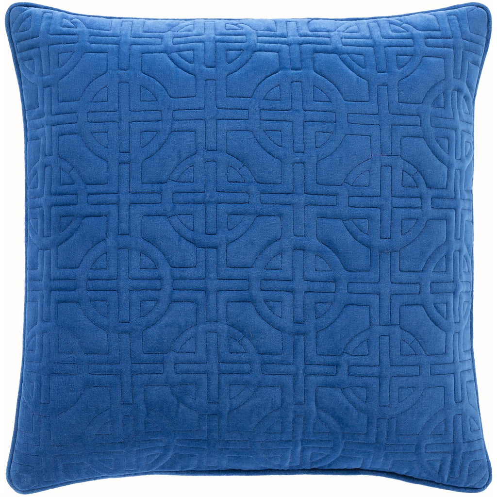 Quilted Cotton Velvet QCV-005 Pillow in Bright Blue by Surya