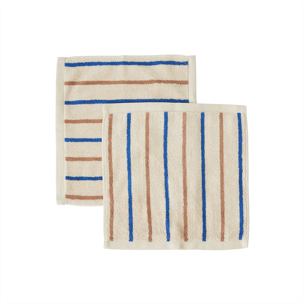 Pack of 2 Raita Wash Cloth in Caramel / Optic Blue