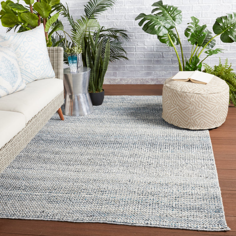 Crispin Indoor/Outdoor Solid Blue & White Rug