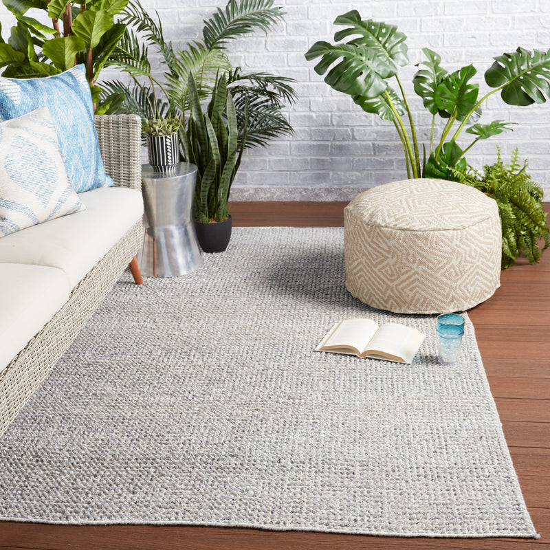 Crispin Indoor/Outdoor Solid Grey & Ivory Rug