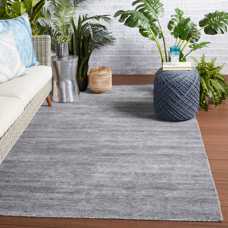 Limon Indoor/Outdoor Solid Grey & Blue Rug