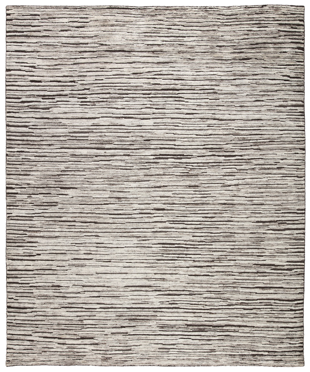 Ramsay Handmade Stripes Dark Gray & Ivory Rug