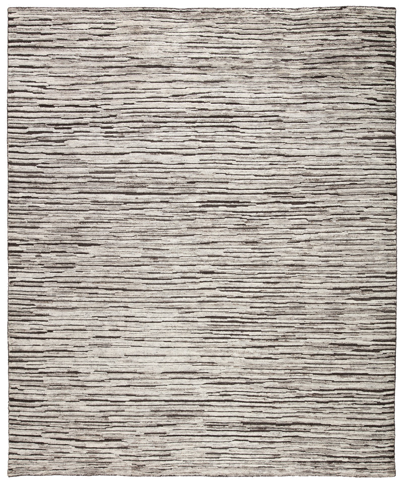 Ramsay Handmade Stripes Dark Gray & Ivory Rug