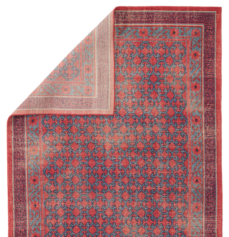 Concord Hand-Knotted Medallion Red & Blue Area Rug