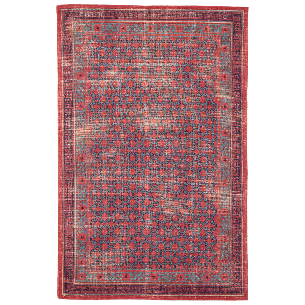 Concord Hand-Knotted Medallion Red & Blue Area Rug