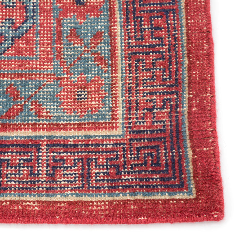 Concord Hand-Knotted Medallion Red & Blue Area Rug