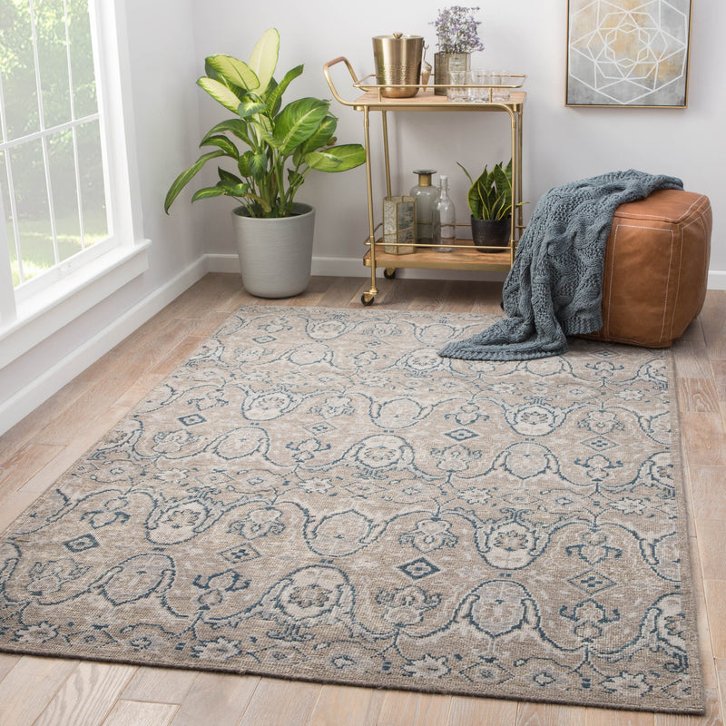 Williamsburg Hand-Knotted Medallion Gray & Navy Area Rug design by Jaipur Living