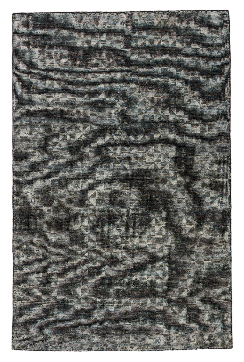 Zaid Hand-Knotted Geometric Gray & Black Area Rug