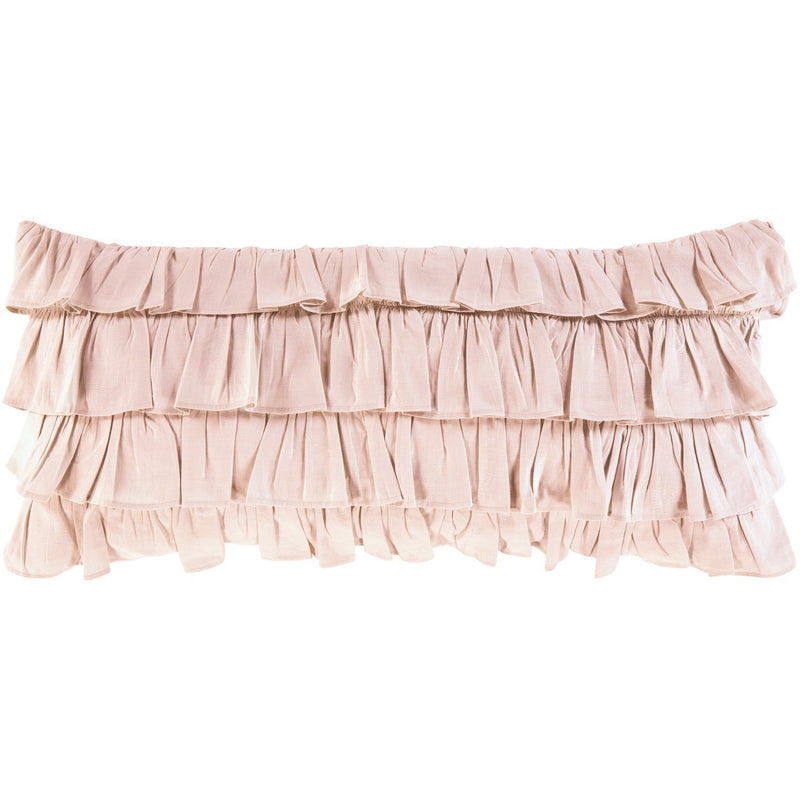 Ruffle RLE-004 Woven Lumbar Pillow in Blush by Surya