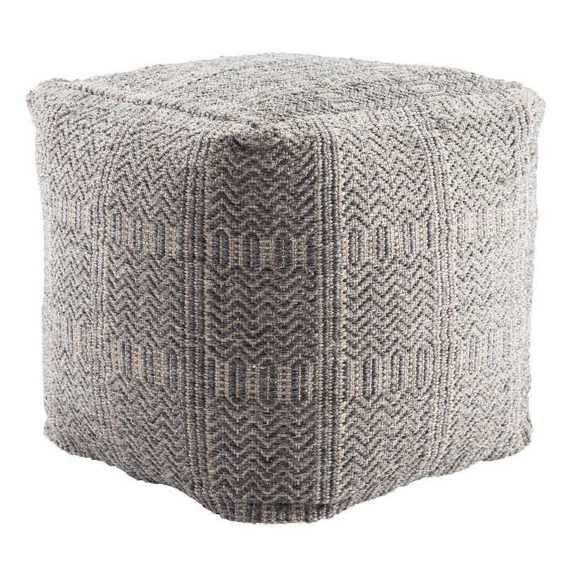 Roanoke Destrie Indoor/Outdoor Gray Pouf 1