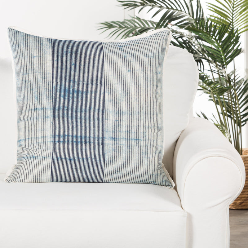 Alicia Handmade Stripe Blue & White Throw Pillow