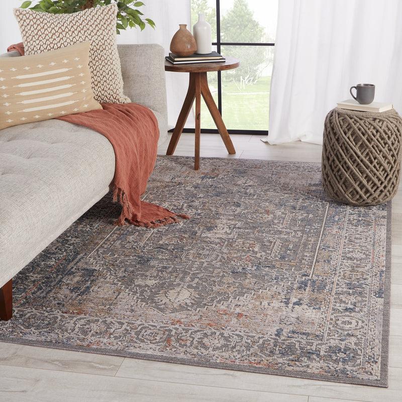 Valle Medallion Rug in Gray & Cream