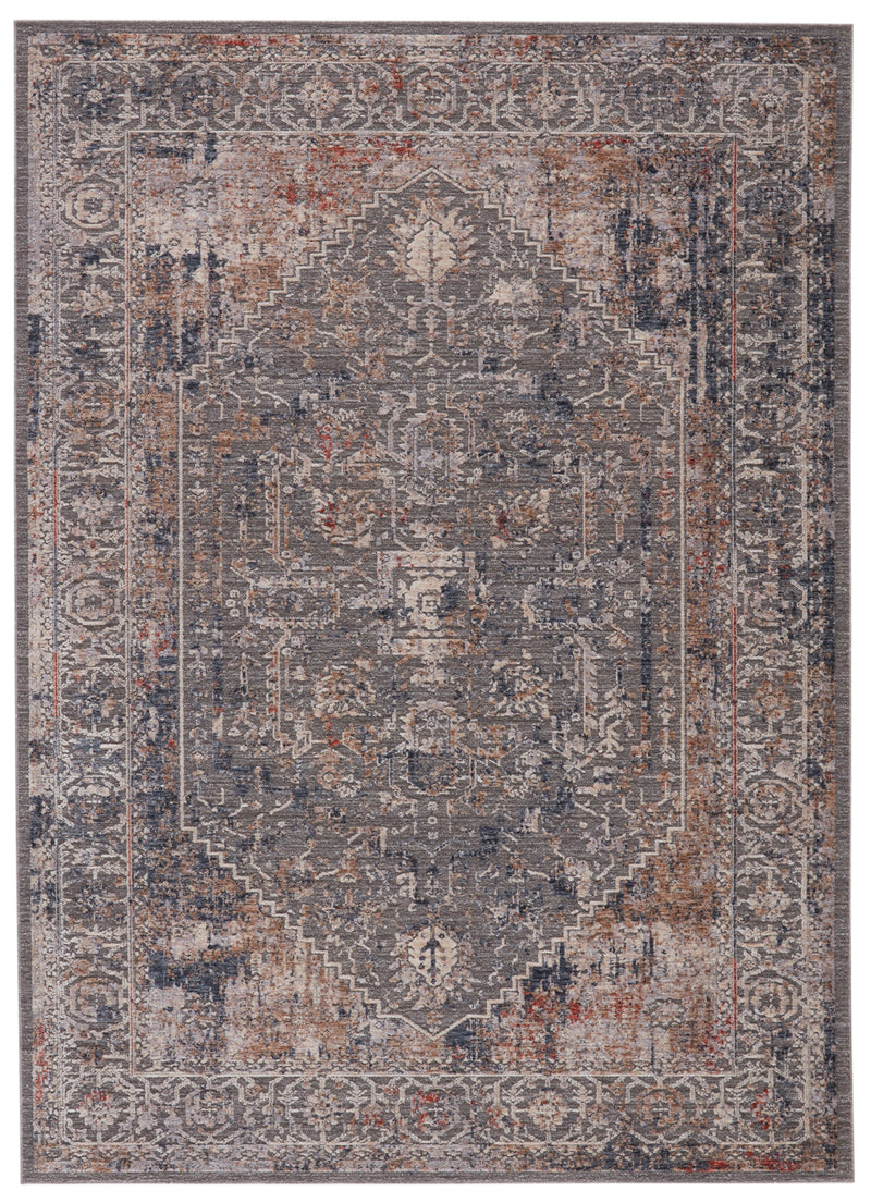 Valle Medallion Rug in Gray & Cream