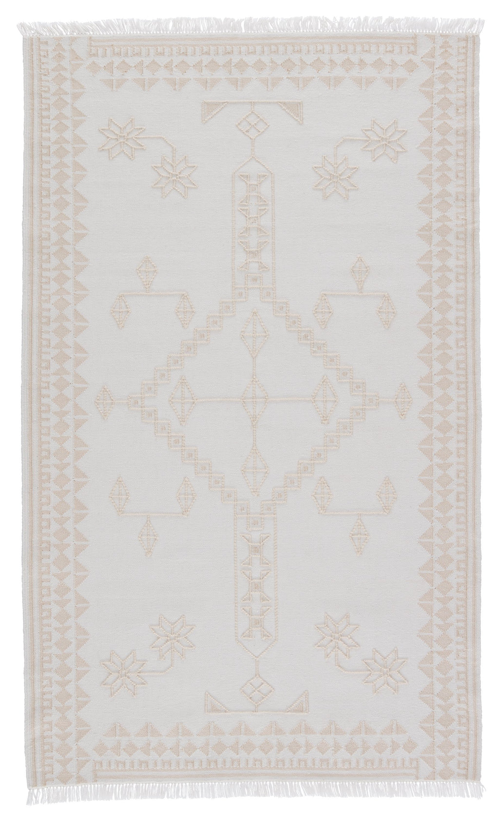 Ollin Indoor/Outdoor Medallion White & Cream Rug