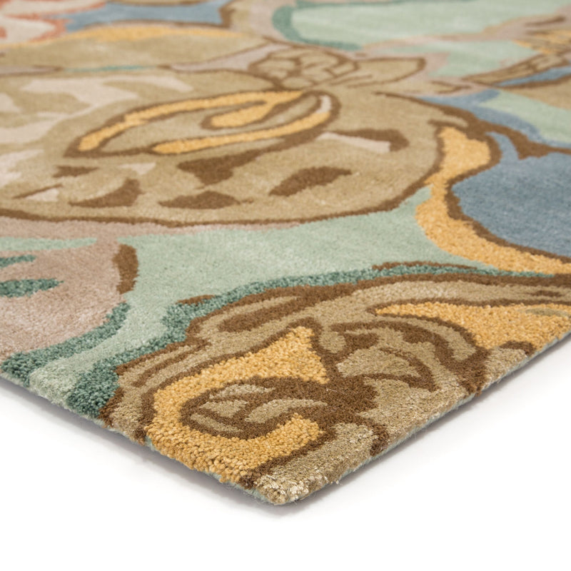 Petal Pusher Handmade Floral Green & Multicolor Area Rug