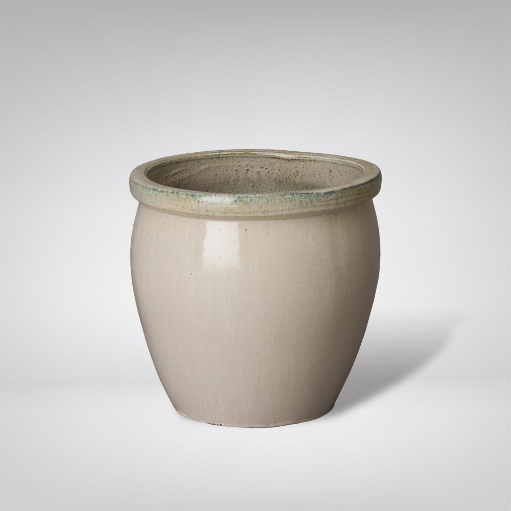 Round Planter w/ White Glaze