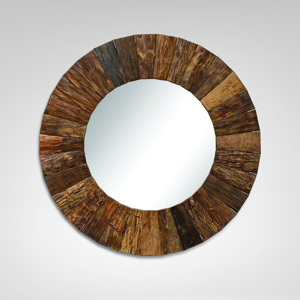 Round Wood Mirror