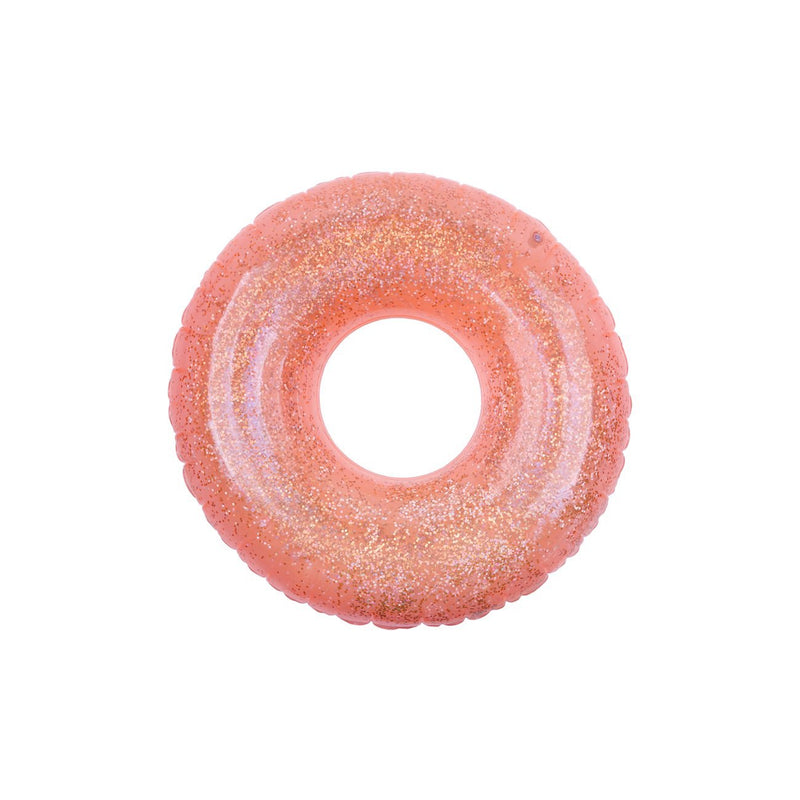 Pool Ring in Neon Coral Glitter