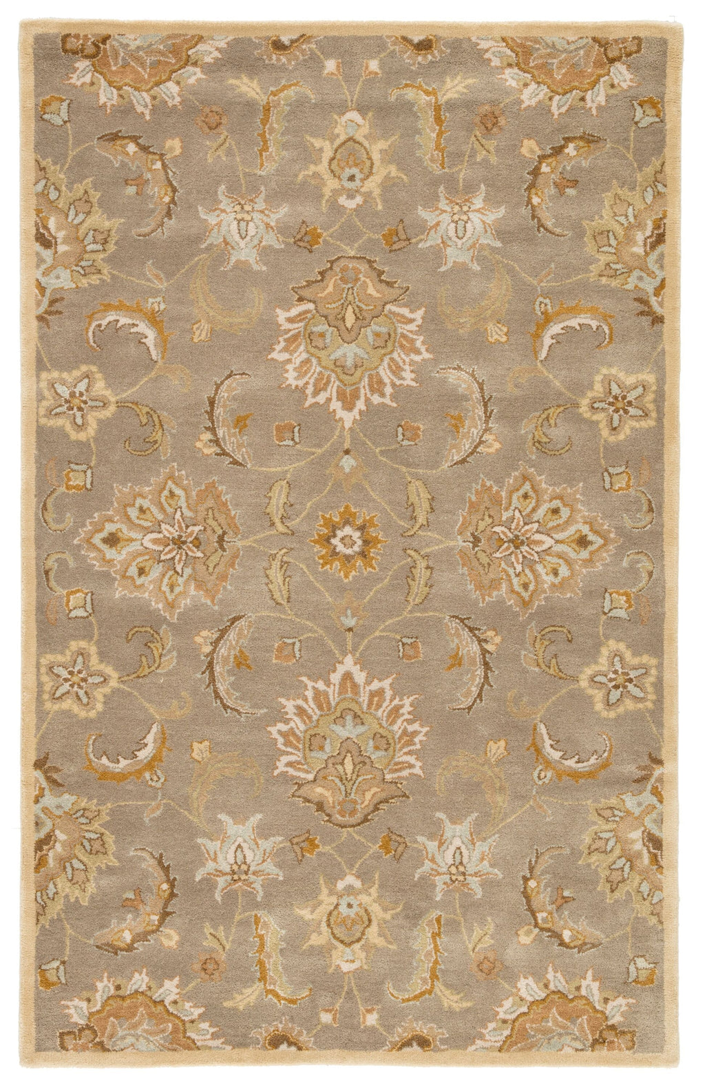 Abers Handmade Floral Gray & Beige Area Rug