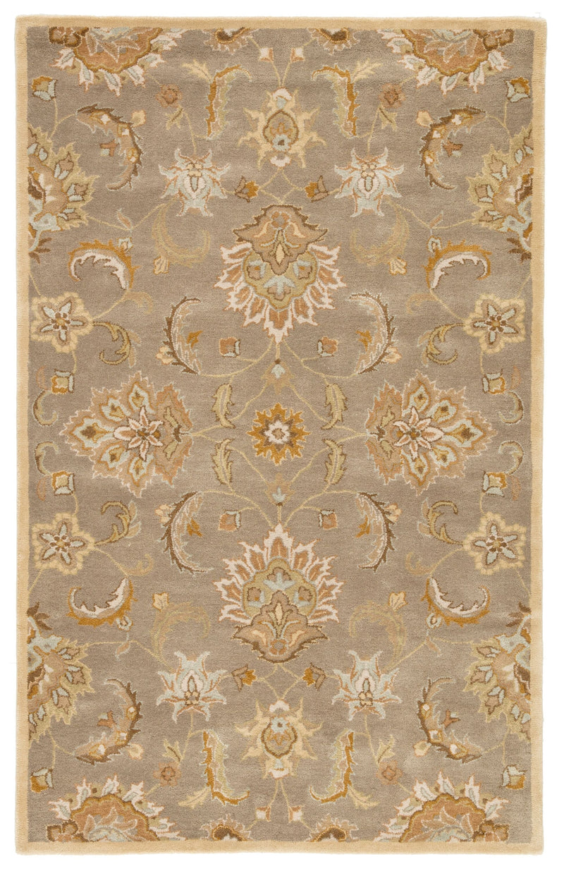 Abers Handmade Floral Gray & Beige Area Rug