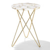 White Agate Side Table with Gold Steel Base