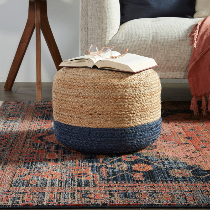 Saba Oliana Blue & Beige Pouf 4