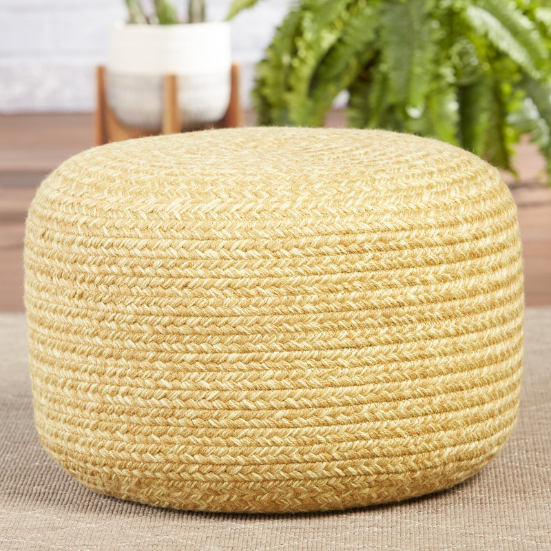 Saba Solar Grayton Indoor/Outdoor Heather Yellow Pouf 3