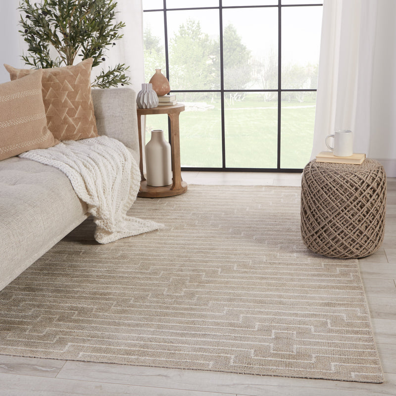 Alloy Handmade Striped Light Taupe & White Rug by Jaipur Living