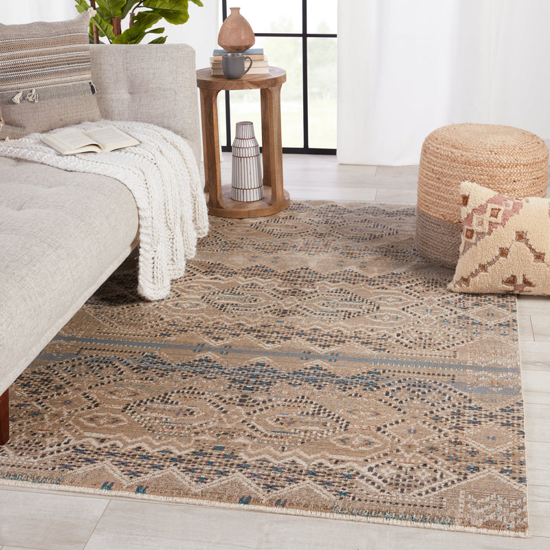 Sanaa Tamari Tan & Blue Rug by Nikki Chu 5