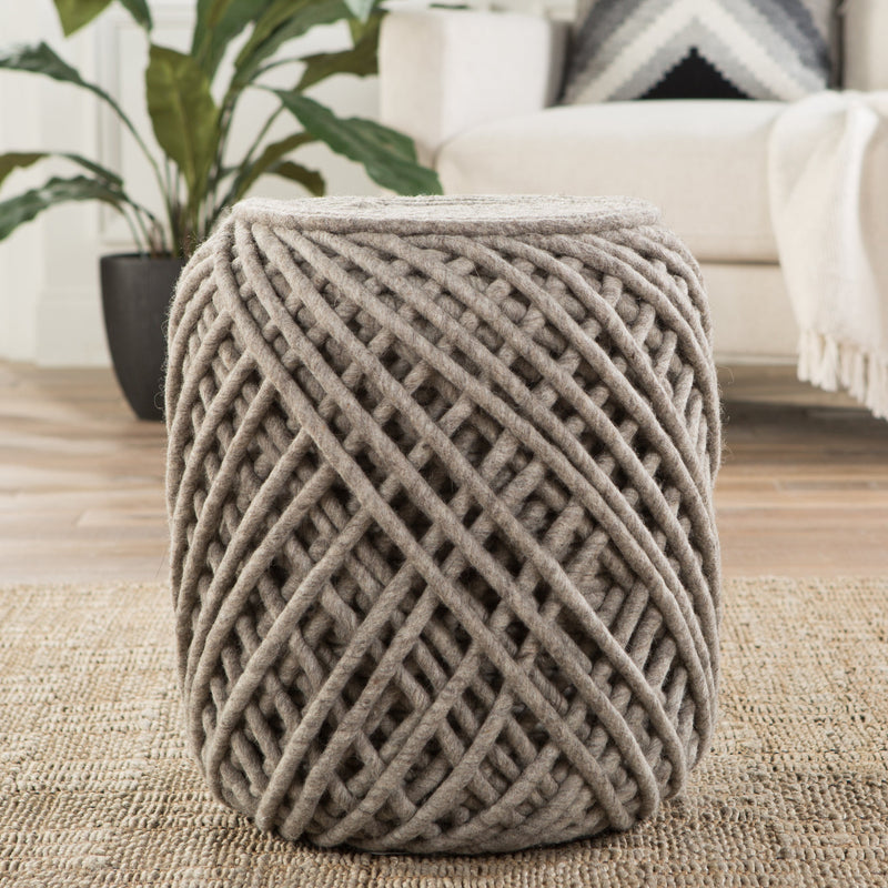 Anneli Gray Textured Cylinder Pouf