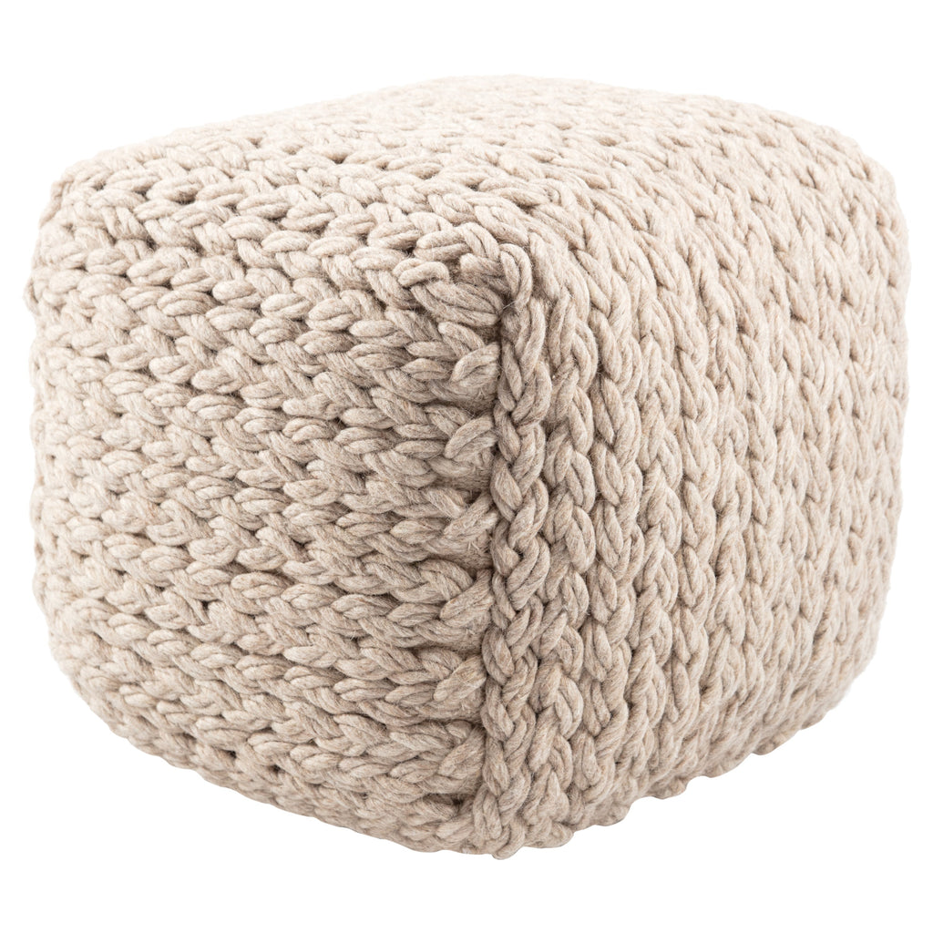 Kyran Cream Textured Square Pouf