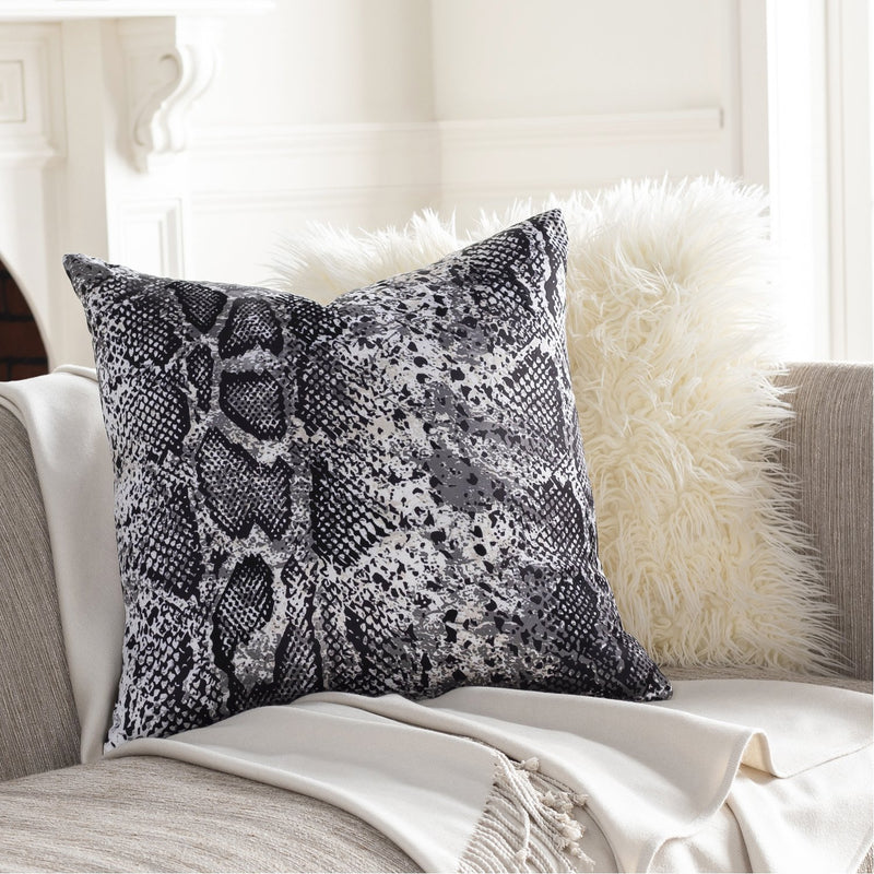 Safari SFR-002 Woven Pillow in Black & Medium Gray by Surya