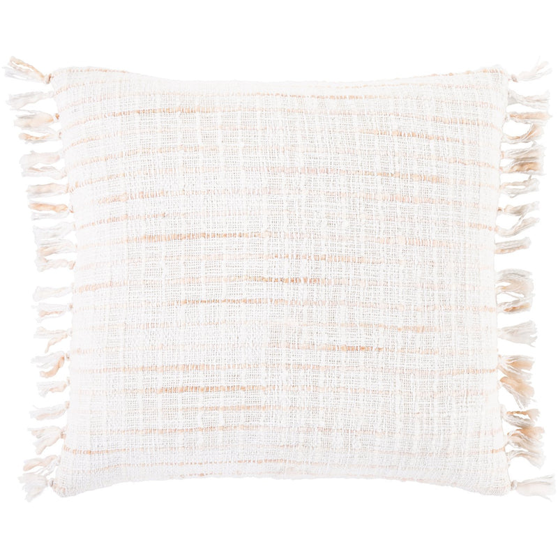 Saugatuck SGK-002 Woven Pillow in White & Peach by Surya