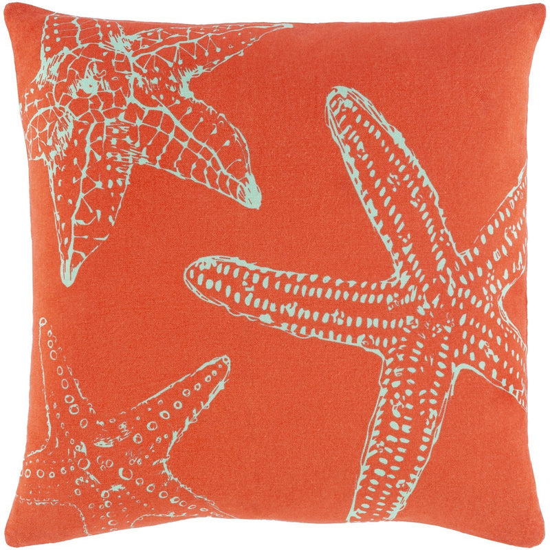 Sea Life SLF-001 Woven Pillow in Bright Orange & Mint by Surya