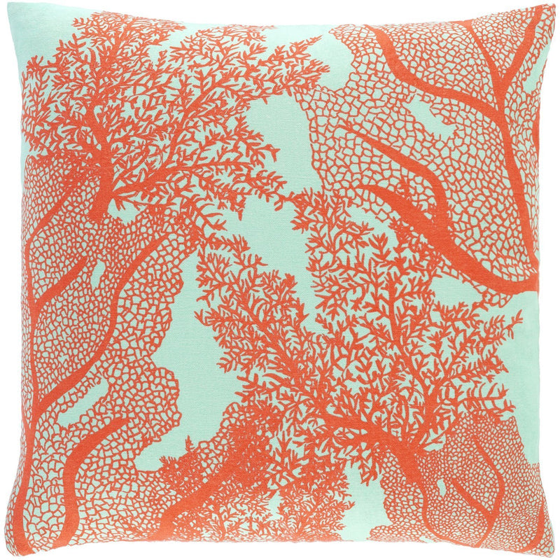 Sea Life SLF-002 Woven Pillow in Mint & Orange by Surya