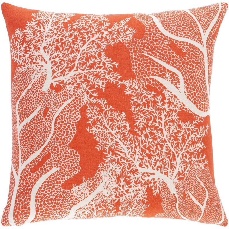 Sea Life SLF-003 Woven Pillow in Bright Orange & Cream by Surya