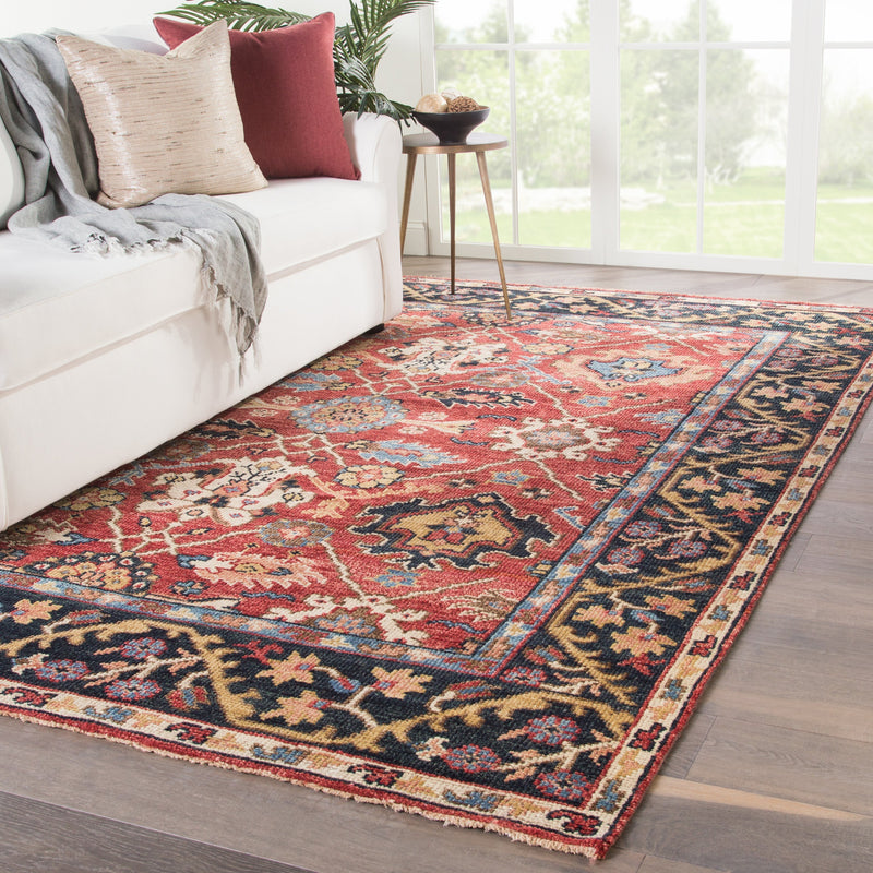 Aika Hand-Knotted Medallion Red & Multicolor Area Rug